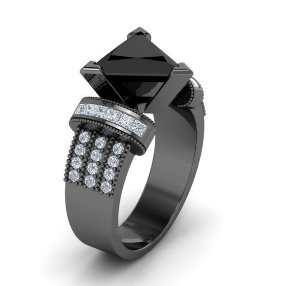 14kt Black Gold Filled Trillion Cut Black Sapphire - Picture 2 of 3